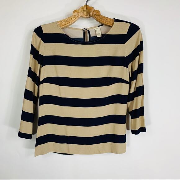 J Crew Scoopneck Blouse Seine Stripe Sz 0 - Picture 5 of 9